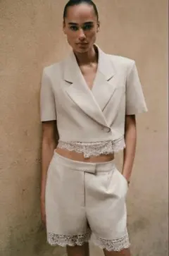 ZARA レースショートブレザー XL - メルカリ