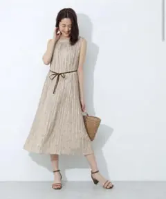 NATURAL BEAUTY BASIC ドットワッシャーワンピース 細プリーツ