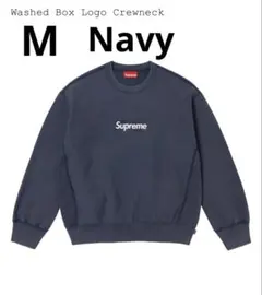 M Supreme Washed Box Logo Crewneck Navy