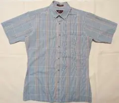 VAN HEUSEN 417 半袖シャツ 青系チェック S