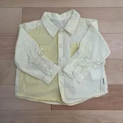 男女兼用　80㎝　長袖シャツ　チェック　黄色