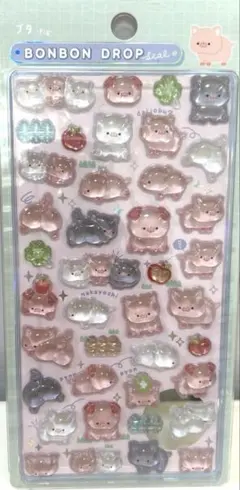 [韓国購入]ブタ　ぷっくり ボンボンドロップシール｜海外制