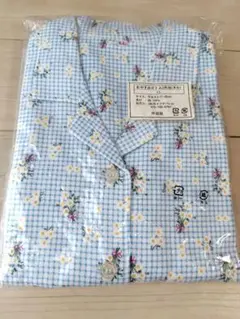 レディースパジャマ　ネル LLサイズ 綿100% 花柄　水色