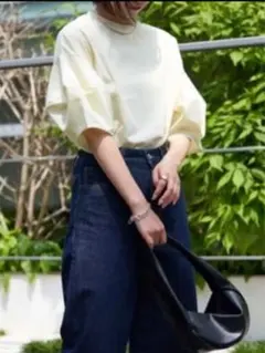 チャオパニックテピィー　ボリュームスリーブ　異素材ミックス　ブラック