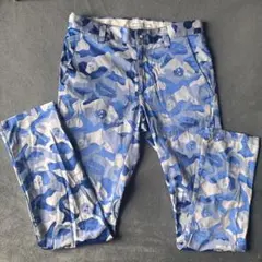MARK＆LONA パンツ　ズボン　ブルー カモフラ 迷彩 スカル ゴルフウェア