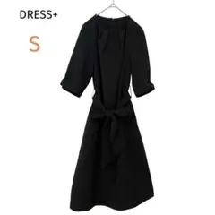 DRESS+ ドレスプラス　ロングワンピース 半袖　袖ビッグリボン　黒　S