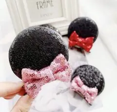 ヘアピン　ピンク　耳型　ディズニー　発表会