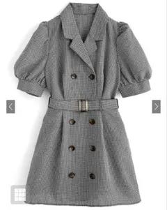 ベルト付きチェック柄ミニワンピース[tu405]