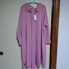 新品未使用♥ 大きいサイズ　タグ付 ピンク シャツワンピース LLサイズ