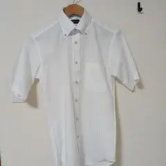 洋服の青山　半袖ワイシャツ ストライプ ホワイト