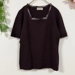 【Aylesbury】アリスバーリー 東京スタイル 半袖 ニット M パープル
