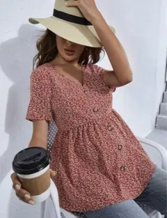 SHEIN トップス　花柄　赤　レッド　マタニティ