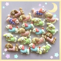 ネイル♡デコ♡ゆるふわ♡わんちゃん♡犬♡ブラウン♡ホワイト♡ピンク♡19個