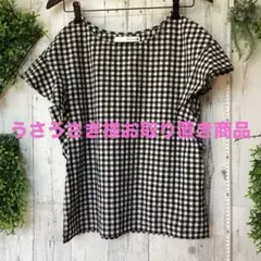 美品 レリアン 大きいサイズ 13 ブロックチェック リネン混 半袖 