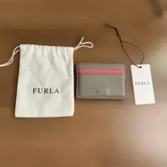 FURLA カードケース グレージュ×ピンク