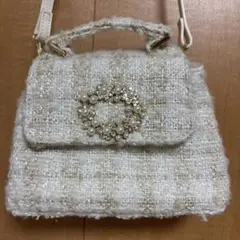 SNIDEL スナイデル　ツイードビジューショルダーバッグ　美品　白　ベージュ