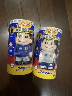 不二家 ペコちゃん ポコちゃん サッカー日本代表 ぬいぐるみ 4体セット