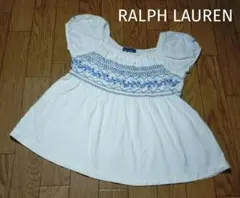 RALPH LAUREN ラルフローレン 刺繍トップス　100 ホワイト　ブルーのサムネイル