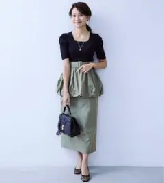 Maglie le cassetto L カーキ 2WAYバルーンタイトスカート
