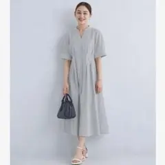 ウエスト フィット ショート スリーブ シャツ ワンピース