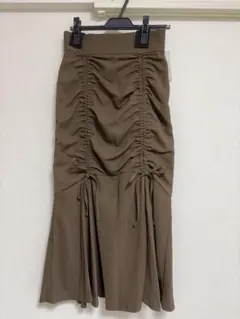 ブラウン ギャザーマーメイドスカート