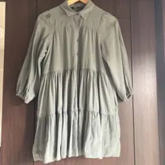 ZARAシャツワンピースXSモスグリーン