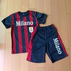 Milano 赤黒ストライプ キッズサッカージャージ　130