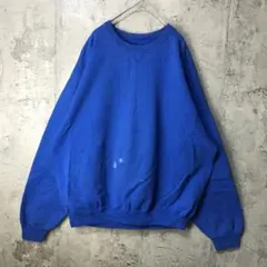 B536古着　トレーナー　スウェット　青　無地　90s Y2K