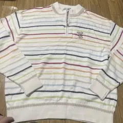 ANGEL GARBUS ストライプ ハーフジップセーター LL
