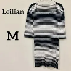 【Leilian ボーダー柄 半袖カットソー チュニック M】のサムネイル