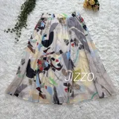 JIZZO ジッツオ フレアスカート 総柄 アート 個性的 総ゴム 派手 通勤