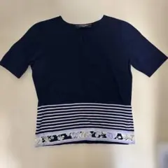 LEONARD FASHION ネイビー半袖ニットのサムネイル