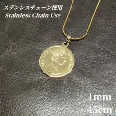 ステンレスチェーン使用 コインネックレス スネークチェーン ゴールド fw25