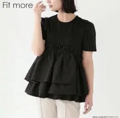 fit more フィットモア　アシメペプラムジャガードトップス　フリルへムのサムネイル