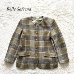 【 Belle Safeena】ノーカラージャケット　チェック柄　ウール