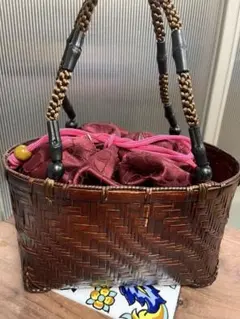 【最終値下げ】竹製 和装用バッグ カゴ巾着バッグ