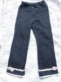 HusHush ハッシュアッシュ　ダークグレー レース付きパンツ 110cm