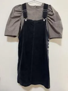 NICE CLAUP サロペット チェックブラウスセット