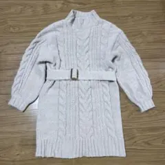 OLIVE des OLIVE ケーブルニットワンピース ピンク ベルト付き