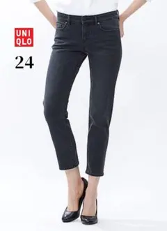 UNIQLOユニクロ スリムフィット アンクル ジーンズ デニム 24 ブラック