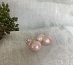 【極美品】【大ぶり】本真珠　淡水ピンク　バロックパールピアス♡ 2cm超えサイズ