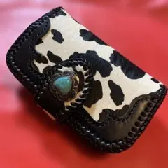 ハンドメイドレザークラフトダイヤモンドパイソンミドルウォレット牛レース編紺色 ハンドメイドレザークラフトホワイトパイソンミドルウォレット牛革黒色