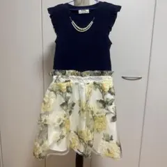 美品★GRLネイビー半袖ワンピース 花柄