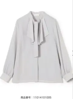 新品 Jours＋ ジュールズ フィットチーネリボンブラウス ブルー LL 