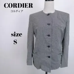 【a2281】CORDIER ノーカラー ジャケット 7 グレンチェックのサムネイル