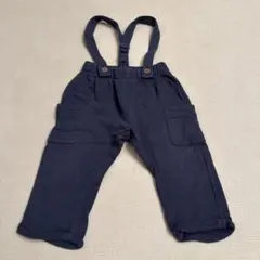 サスペンダー付きネイビーコットンパンツ