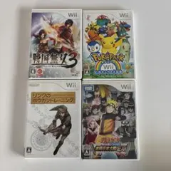 Wiiソフト4本おまとめ（ピカチュウ/ナルト/ボウガントレーニング/戦国無双3）