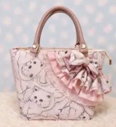 フランシュリッペ つかまえた！ねこ トリプルフリルトート ピンク