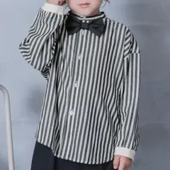 蝶ネクタイ付き　ストライプシャツ　フォーマル