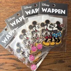 ミッキー＆ミニー 帽子に花 レトロなミニーマウス　アイロンワッペン　4枚セット